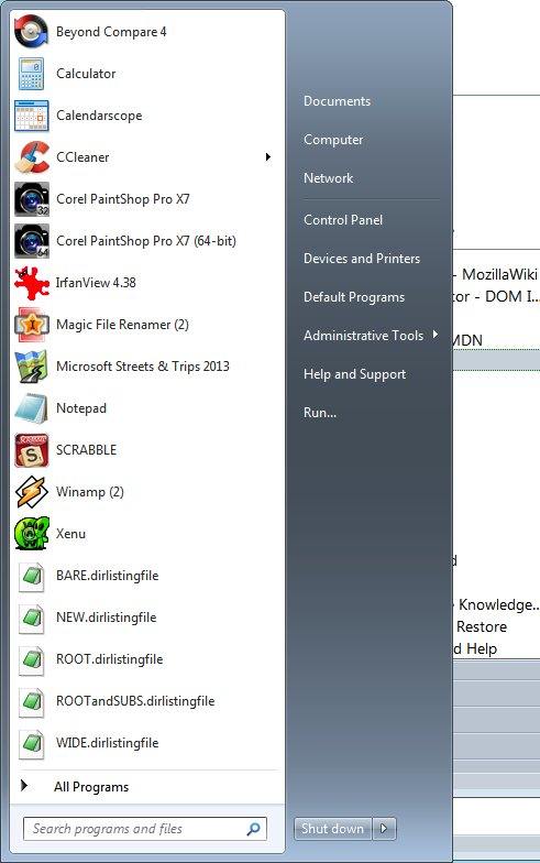start menu